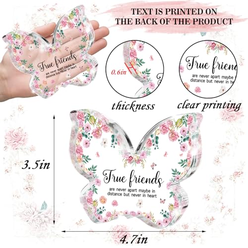 Pink Butterfly Acrylic Plaque, True Friends Never Part Keepsake, Perfect Multi-Occasion Gift for Best Friends (Birthday/Graduation/Wedding), Inspiring Desktop Decor for Women - color: true friends