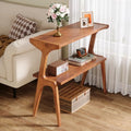 Tribesigns Solid Wood End Table, Modern Side Table for Couch, 2-Tier Narrow Tall End Table, Long Bedside Table for Living Room, Bedroom, Walnut - color: Walnut