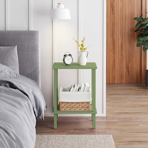 TUTOTAK End Table, Side Table, Nightstand, 2-Tier Storage Shelf, Sofa Side Table for Small Space, Living Room, Bed Room Olive Green TB01BOG034 - color: Olive Green