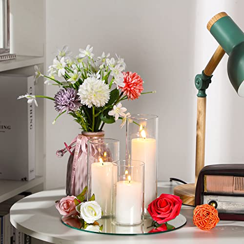 Shihanee Set of 6 Pillar Candles with Glass Cylinder Vases Clear Cylinder Hurricane Candleholders for Slim Tall Pillar Candles Wedding Table Centerpieces(2.6'' X 4.7'', 5.9'', 7.9'',White) - color: White, size: 2.6'' X 4.7'', 5.9'', 7.9''
