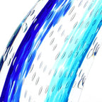 Luxury Lane Hand Blown Ocean Wave Sommerso Art Glass Sculpture for Home Decor 16 inch Tall Centerpiece Table Decoration - size: 16"