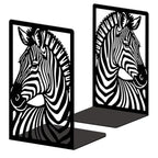 Peacoblue Metal Bookends for Shelves, Modern Decorative Heavy Duty Study Book Ends Stoppers for Office, Desk, Shelf, Room 5.3"x4.3"x7.9" Cast Iron Simple Tall Bookends 1 Pair (Zebra) - style: Zebra