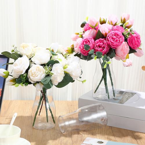 Mumufy 24 Pcs Plastic Bud Vases Bulk Small Clear Container for Flowers Height Shatterproof Crystal Bud Vase for Centerpieces Wedding Home Table Decorations Formal Dinners(3.15 x 5.91 Inch) - size: 3.15 x 5.91 Inch