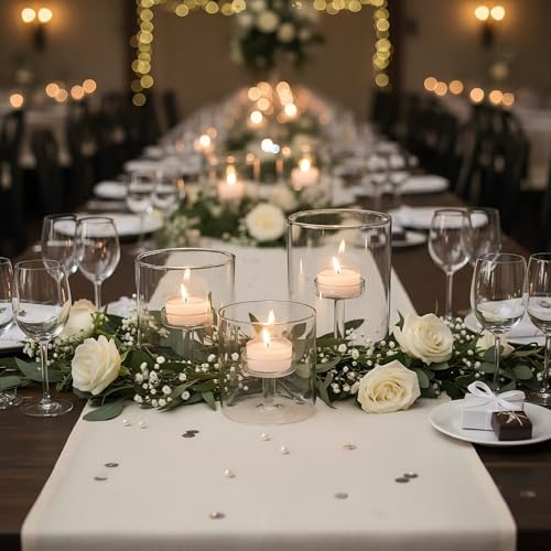 Set of 3 Cylinder Glass Decorative Hurricane Candle Holder Clear Votive Candle Holders Table Centerpieces for Dining Room Wedding Parties Home Decorations - size: Size.01