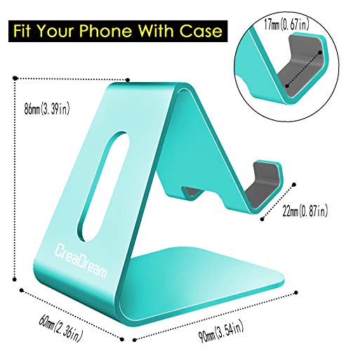 CreaDream Cell Phone Stand, Cradle, Holder,Aluminum Desktop Stand Compatible with Switch, All Smart Phone, iPhone 11 Pro Xs Max Xr X Se 8 7 6 6s Plus SE 5 5s (Mint Green) - color: Mint Green
