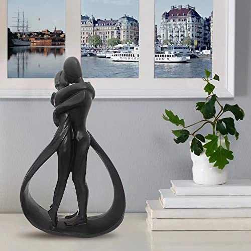 Resin Couple Modern Sculptures Home Decor Romantic Gift for Weddings Valentine's Day and Anniversaries Decoration Figurine for Girlfriend, Bridal Shower, Engagement (Black) - color: Black