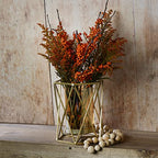Elements 6.89x5.91x8.07 Inch Metal Gold Wire Hexagonal Candle Holder, Amber Glass Cylinder, for Use with Pillar Holder, Modern, Contemporary