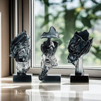 XINXUAN 3PCS Thinker Statue Set : Silence is Gold Abstract Art Statue- Modern Home Resin Sculpture, Piano, Desktop, Office, Study Decoration (Smoke Grey) - color: Smoke Grey