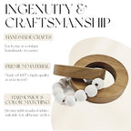 Oakrain 2pcs Wood Chain Link Decor, Minimalist Home Décor Accents, Natural Boho Farmhouse Rustic Handmade Wood Knot Decor for Shelf Coffee Table, Best Housewarming Gifts - style: 3 link (2 Pack-Acacia wood)