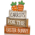 Lineshading 4 Pcs Easter Decor Wooden Carrot Decoration Easter Tiered Tray Decor Rustic Wooden Carrot Block Sign Carrots Table Centerpiece Farmhouse for Party Home Kitchen - style: Carrots