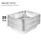 Aluminum 9x13 Disposable Foil (25 Pack) – Half Size Deep Steam Table for Cooking, Heating, Storing, Prepping Food, Stock Your Home - size: 25 Pack