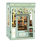 Cutefun Book Nook Kit - DIY Miniature Dollhouse Kit 3D Creative Decorative Bookend 3D Wooden Puzzle for Adults, Bookshelf Insert Library Decor with LED Light (Muse Bookstore)