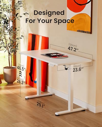 ErGear Height Adjustable Electric Standing Desk, 48 x 24 Inches Sit Stand up Desk, Memory Computer Home Office Desk, White - color: White, size: 47.2 x 23.6 Inches