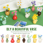 8PCS Mini Ceramic Vase Fridge Magnets, Cute Tiny Flower Vase Fridge Magnets with Artificial Flowers for Refrigerator Office and Kitchen Cabinet Decoration
