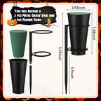 2 Sets Metal Cemetery Flower Vase with Stake for Grave, Flower Holder in Base Graveyard Vase with Floral Foam for Grave Decoration, Black