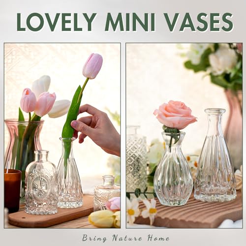Arme 20 Pcs Bud Vase Set, Mini Vases for Flowers, Small Vintage Glass Vase for Centerpieces, Cute Clear Bud Vases for Home Flower Wedding Decorations - color: Clear-20pcs, size: 20 Pcs