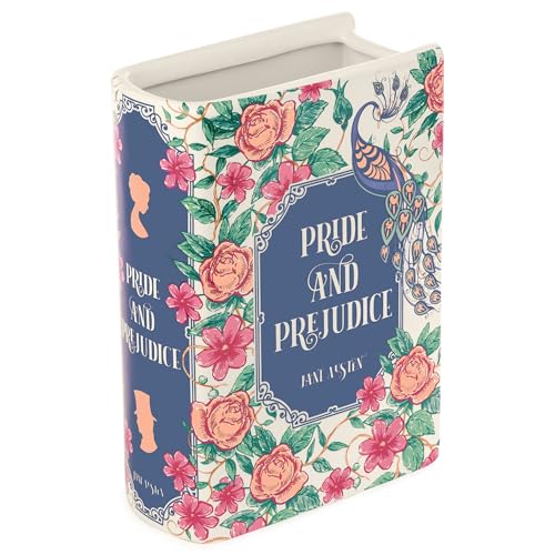 Steel Mill & Co Original Book-Shaped Decorative Vase, Ceramic Vases for Home Decor, Cute Bookshelf Decor, Unique Vase for Book Lovers (Large - Pride and Prejudice) - color: Pride and Prejudice