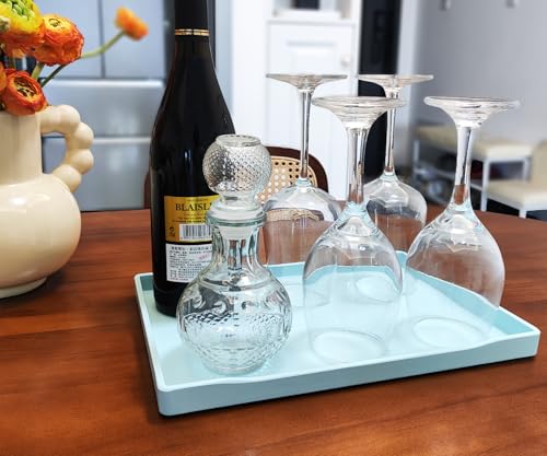 Blue Serving Tray (11.8 x 8.7 inch) for Serving Accessory, Spa, Coffee, Drinks, Wine, Tea, Bar, Party, Seasoning, Perfume and Display Use. - color: Blue-1 Tray, size: 11.8" x 8.7" x 0.8"