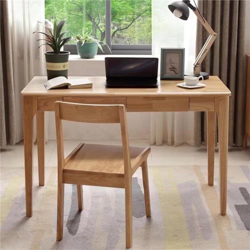 Solid Wood Desk with Drawers, Small Computer Desk for Small Spaces, Gaming Study Home Office Desks for Work, Student PC Desk for Bedroom, Escritorios para Cuartos (Wood Color, 39inch) - color: Wood Color, size: 39inch