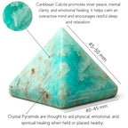 Amazing Gemstone Carribean Calcite Pyramid Crystal Healing Stones - 2" Great Pyramid Figurine of Natural Stone Pyramid for Meditation, Reiki, Chakra Balancing and Crystal Pyramids Grid - color: Carribean Calcite