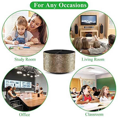 lizimandu Round Leather Art Supply Organizer,Remote Control Holder,360 Degree Spinning,Multi-Functional Pencil Holder,4 Compartments Desktop Stationary Organizer(1-Gold) - color: 1-Gold