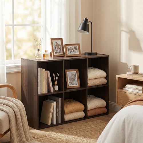 6-Cube Black Storage Rack, Equipped with Hardware Accessories and Installation Instructions. Suitable for Home and Office Can be Placed Horizontally or Vertically. (Espresso)
