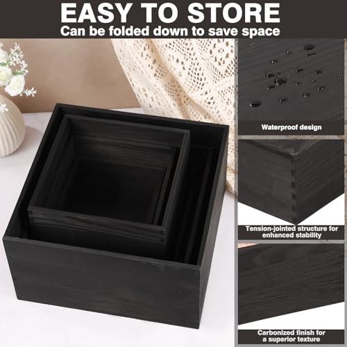 6 Pack Wood Cake Cupcake Stand Buffet Risers, Wooden Display Stand Wood Display Riser, Square Food Display Risers for Party Wedding Birthday Home (6" 7" 8" 9" 10" 11") - color: Black 6pcs (6" 7" 8" 9" 10" 11")