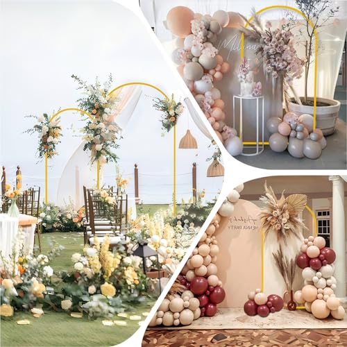 7.2FT Arch Backdrop Stand and Arch Cover Set, Gold Metal Arch Stand Backdrop with White Arch Stand Cover Ideal for Weddings, Birthday Parties, Baby Showers, Celebration Decorations - size: 7.2 FT