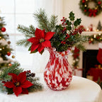 QFkris Hand Blown Glass Vase for Flowers, 8 Inch Red Crystal Bubble Flower Vases for Bouquet Home Decor Decorative Centerpieces, Unique Gift for Mom, Her, Lover - style: Bubble