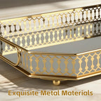 Durable Decorative Organizer for Dresser, Bedroom, Bathroom Countertops - Spacious with Handle in Your Desk Space Scratch-Resistant - Gold(Large)