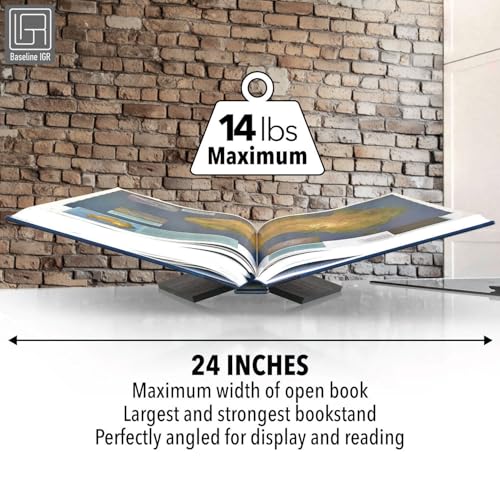 Strong Angled Modern Wood Book Stands for Display - Large Bookstand- 12.5" x 9.5" x 5.5" Wooden Bible Stand Display, Book Opener Holder - color: Black Wood, size: Large