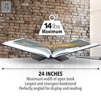 Strong Angled Modern Wood Book Stands for Display - Large Bookstand- 12.5" x 9.5" x 5.5" Wooden Bible Stand Display, Book Opener Holder - color: Black Wood, size: Large
