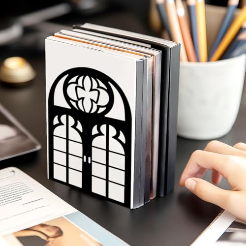 Metal Bookends for Shelves, Vintage Door Windows Book Ends for Heavy Books, Metal Bookends for Desk Organizer, Adults Office Library Decor Decorative Books for Home Decor - style: Door