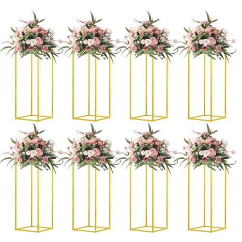 23.6inch 8 pcs Column Vases Gold Centerpieces for Table Metal Flower Stand Wedding Centerpieces Party - size: 23.62 Inches - 8 pcs
