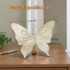 Dwelloria Gold Butterfly Sculpture Decor, Elegant Metal Look Butterfly Desktop ornaments, Modern White & Gold Butterfly Home Accent for Living Room, Bedroom, Entryway, Nature Inspired Decorative Ornament