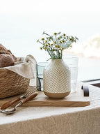 Small Boho Vase for Decor,Rustic Farmhouse Vase for Pampas Grass,Eucalyptus Set and Tiny Stem Flowers,Ceramic for Centerpieces, 5.3 Inch,Wave-Arctic White - style: Wave