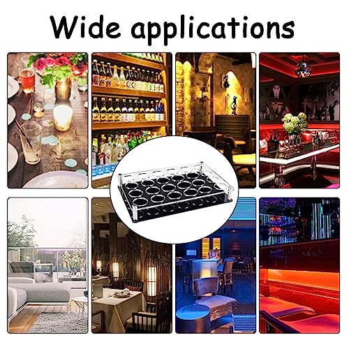 NBEADS 24 Shot Glass Tray Holder, Bar Acrylic Shot Glasses Holders Wine Glass Cup Serving Tray Cups Organizer Shot Glass Display Bar Accessories for Party, Bar, Club, Hole: 1.5" - color: Clear&black 24 Shot -- Hole: 1.5"