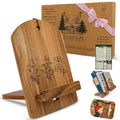 Wood Cook Book Stand for Kitchen Counter, Mothers Day Gift for Mom, Reversible Acacia Recipe Book Holder, Cooking Measurement Conversion Card, Adjustable Tablet Holder, Charging Cable Slot - style: Modern Classic