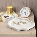 Ceramic Jewelry Dish for Women, Jewelry Tray Trinket Dish, Irregular Cloud Shape Ceramic Plate, Watch Keys Tray Ring Dish Holder for Mother's Day/Christmas/Thanksgiving/Birthday Gift(White) - color: White