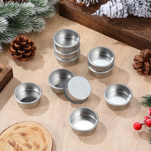 Gatuida 20pcs Tea Lights Cups, Round Empty Case Candle Wax Containers, Metal Tea Light Tins for Candles Making Supplies and Halloween Christmas Decoration