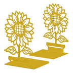 Peacoblue Metal Bookends for Shelves, Modern Decorative Heavy Duty Study Book Ends Stoppers for Office, Desk, Shelf, Room 5.3"x4.3"x7.9" Cast Iron Simple Tall Bookends 1 Pair (Potted Sunflowers) - style: Potted Sunflowers