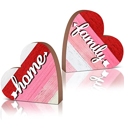 Jetec 2 Pcs Rustic Wooden Heart Table Decor, Daisy Farmhouse Home Decor, Bless This Home & Be Kind Sign for Living Room, Dining Room, Shelf & Mantel, Ideal Housewarming & Birthday Gift(Sweet Style) - style: Sweet Style