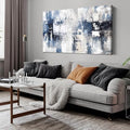 Prepeyssee White and Blue Abstract Canvas Wall Art for Living Room Bedroom Home Office Large Modern Grey Abstract Canvas Prints Picture Ready to Hang Size 24x48 - color: white, size: 24"L x 48"W