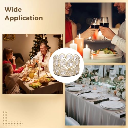 30 PCS Metal Crystal Tealight Candle Holders, Golden Iron Candle Stand with Clear Plastic Crystal, Elegant Table Centerpiece Decor for Weddings Dining Events Parties Celebrations