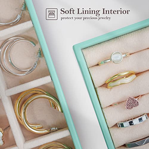 ProCase Stackable Jewelry Organizer Trays for Drawers, Jewelry Drawer Inserts Container Display Case Storage for Earring Necklace Rings Bracelet with Removable Dividers -Mint, 4 Layers - color: Mint, size: 4 Layers