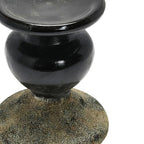 Creative Co-Op 2-Tone Sculptural Terracotta Pillar Candle Holder, Distressed Black - color: Black, size: 5.5" W x 6.5" H