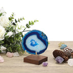 Hipiwe 2Pcs Wooden Base Display Stand Adjustable Metal Arms Display Stand Easel Decorative Plates Display Easel Holder for Crystal Fossil Slice Coral Geodes Rock Mineral Agate,Medium