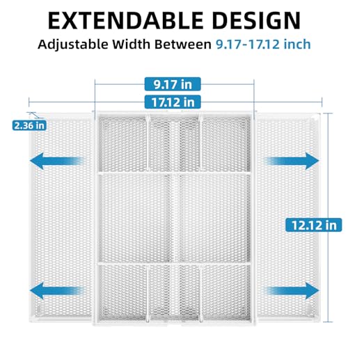Marbrasse Expandable Desk Drawer Organizer, Mesh Drawer Organizer Tray with 10 Adjustable Compartments, Desk Organizers and Accessories for Office Supplies, Makeup & Vanity (Expandable White-2 pack) - color: White-2P