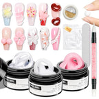 3D Sculpting Gel for Nail Art Pearl White Pink and White Solid Builder Hard Gel for Nail Extend Sculpture Molding Gels Non Stick Hand DIY at Home for Women Girls - color: Pearl White&White&Pink