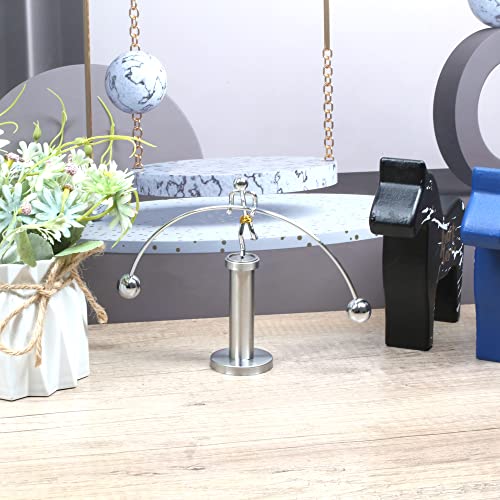Sunnytech Steel Balance Physics Toy Weightlifter Kinetic Art Balance Toy Balancing Decompressive Science Home Office Toy for Desk Decor WJ020 - style: WJ020